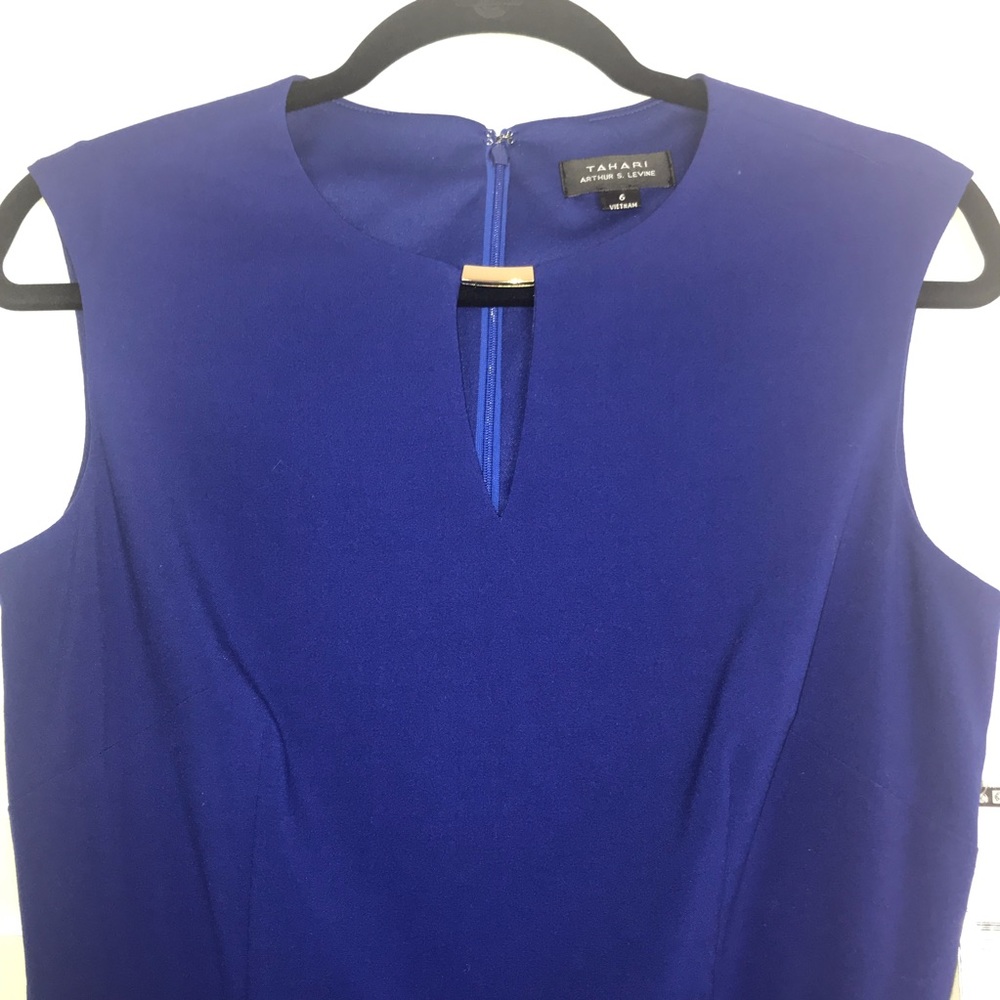 NWT Tahari Cobalt Blue Keyhole Sleeveless Dress